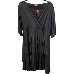 ISLE NWT Cocktail‎ Dress Size XL Black Tiered Ruffled Stretch Knit Whimsygoth